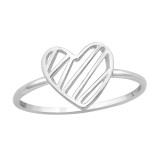 Patterned Heart - 925 Sterling Silver Simple Rings SD46321