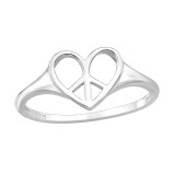 Heart Peace - 925 Sterling Silver Simple Rings SD46868