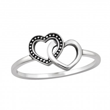 Double Heart - 925 Sterling Silver Simple Rings SD48221