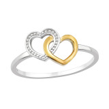 Double Heart - 925 Sterling Silver Simple Rings SD48222