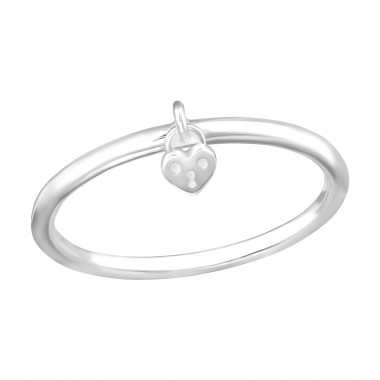 Heart Lock - 925 Sterling Silver Simple Rings SD48230