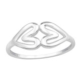 Double Heart - 925 Sterling Silver Simple Rings SD48381