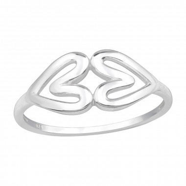 Double Heart - 925 Sterling Silver Simple Rings SD48381