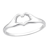 Hand Heart - 925 Sterling Silver Simple Rings SD48646