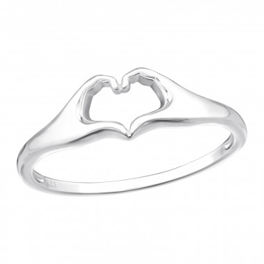 Hand Heart - 925 Sterling Silver Simple Rings SD48646