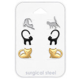 Cats - 316L Surgical Grade Stainless Steel Steel Jewelry Sets SD49005