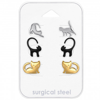 Cats - 316L Surgical Grade Stainless Steel Steel Jewelry Sets SD49005