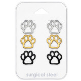 Paw Print - 316L Surgical Grade Stainless Steel Steel Jewelry Sets SD49006