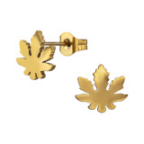 Cannabis Leaf - 316L Surgical Grade Stainless Steel Stainless Steel Ear studs SD48470