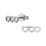 Heart Trio - 316L Surgical Grade Stainless Steel Stainless Steel Ear studs SD48976