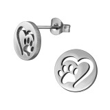 Paw Footprint In Heart - 316L Surgical Grade Stainless Steel Stainless Steel Ear studs SD48991