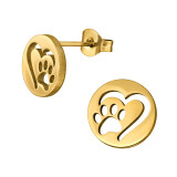 Paw Footprint In Heart - 316L Surgical Grade Stainless Steel Stainless Steel Ear studs SD48992