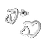 Double Heart - 316L Surgical Grade Stainless Steel Stainless Steel Ear studs SD49133