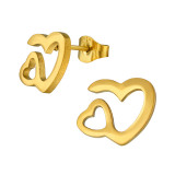 Double Heart - 316L Surgical Grade Stainless Steel Stainless Steel Ear studs SD49134