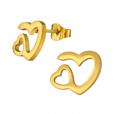 Double Heart - 316L Surgical Grade Stainless Steel Stainless Steel Ear studs SD49134