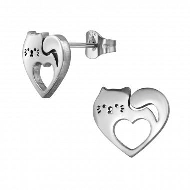 Cat Heart - 316L Surgical Grade Stainless Steel Stainless Steel Ear studs SD49371