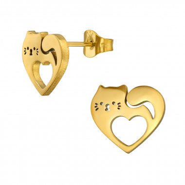 Cat Heart - 316L Surgical Grade Stainless Steel Stainless Steel Ear studs SD49372