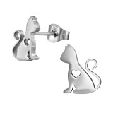 Cat With Heart - 316L Surgical Grade Stainless Steel Stainless Steel Ear studs SD49375