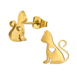 Cat With Heart - 316L Surgical Grade Stainless Steel Stainless Steel Ear studs SD49376