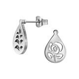 Plant & Rose Flower - 316L Surgical Grade Stainless Steel Stainless Steel Ear studs SD49426