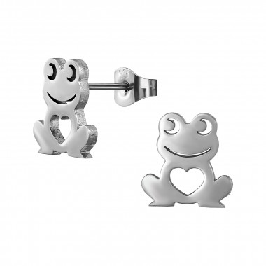 Frog With Heart - 316L Surgical Grade Stainless Steel Stainless Steel Ear studs SD49428