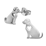 Dog With Heart - 316L Surgical Grade Stainless Steel Stainless Steel Ear studs SD49431