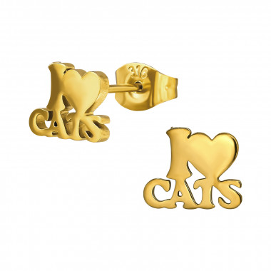 I Love Cats - 316L Surgical Grade Stainless Steel Stainless Steel Ear studs SD49440